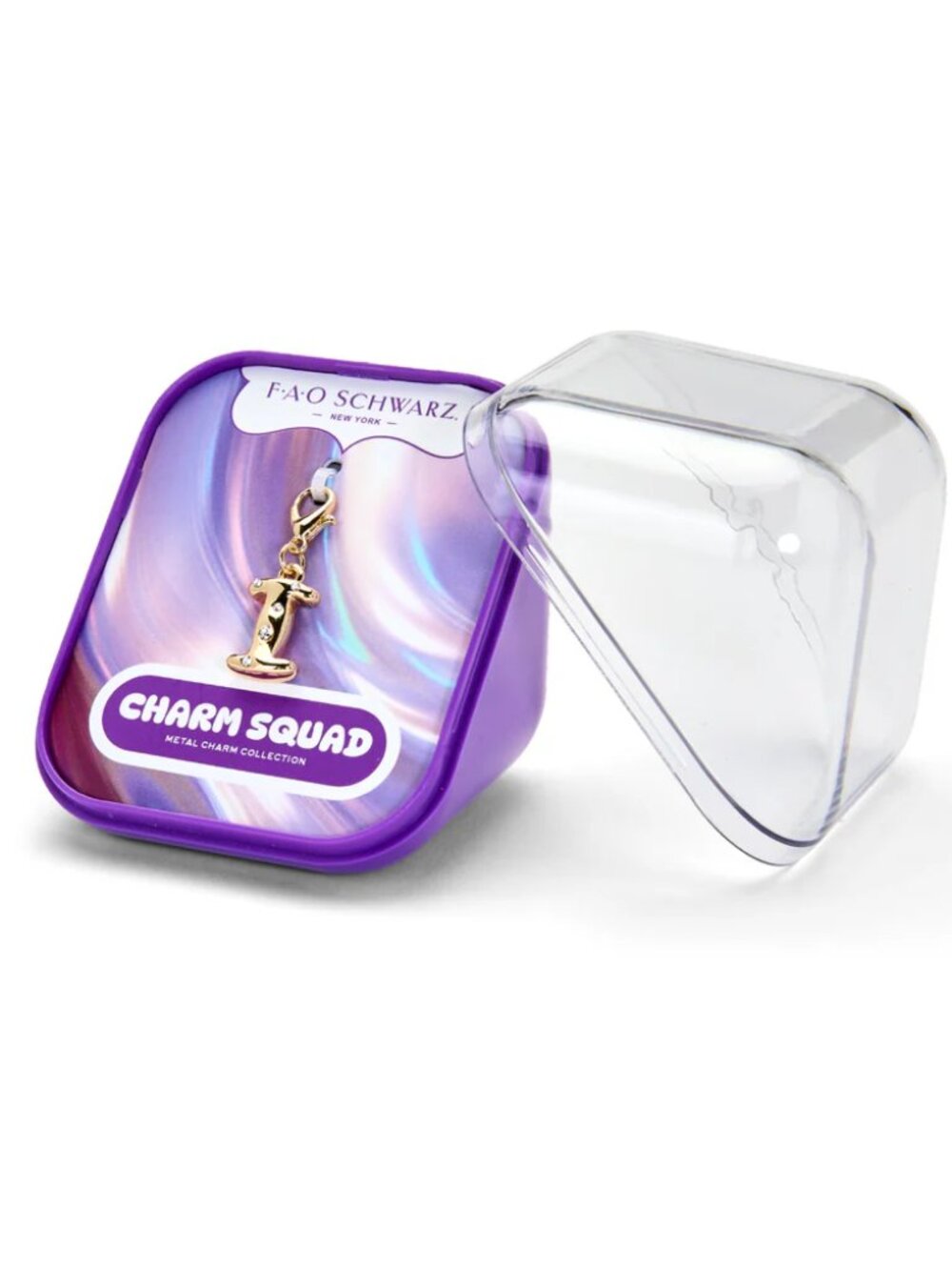 FAO Schwarz Charm Squad Letter "I" Gold Rhinestone Metal Clip-On Charm NIB